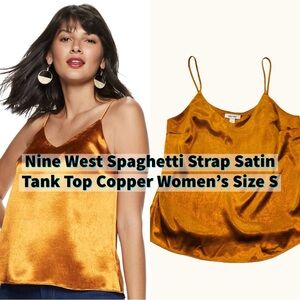 Nine West Spaghetti Strap Satin Tank Top Copper Women's Size S